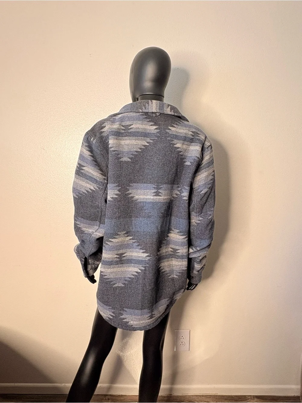 Men's Blue Patterned  - Casual Button-Up Jacket